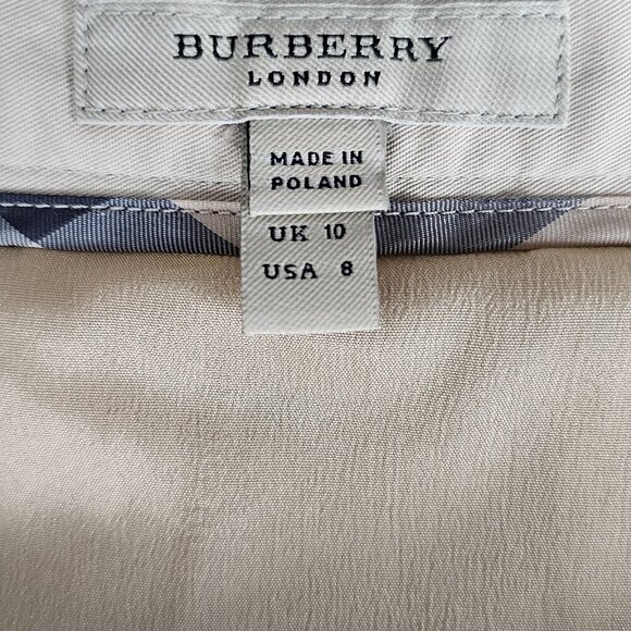 Burberry Wide Pleated High Waist Cotton Tan Knee Length Skirt - Picture 2 of 16